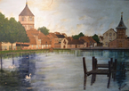 W. Weidemann, Mühlenteich, Öl um 1900.